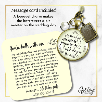 Missing You Memaw and Papaw As I Walk Down The Aisle BRONZE - CREAM - WHITE BEAD