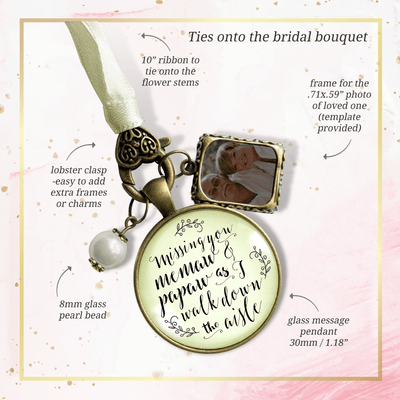 Missing You Memaw and Papaw As I Walk Down The Aisle BRONZE - CREAM - WHITE BEAD