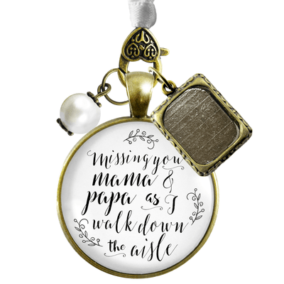Missing You Mama and Papa As I Walk Down The Aisle BRONZE - WHITE - WHITE BEAD