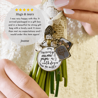 Missing You Mama and Papa As I Walk Down The Aisle BRONZE - WHITE - WHITE BEAD
