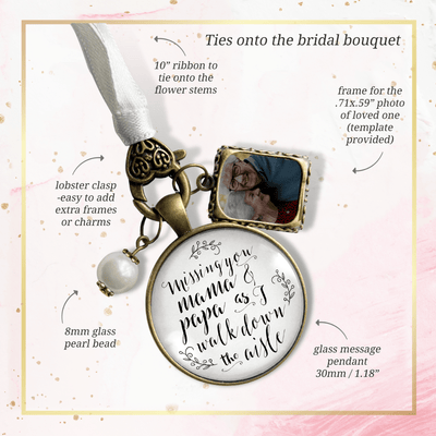 Missing You Mama and Papa As I Walk Down The Aisle BRONZE - WHITE - WHITE BEAD
