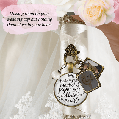 Missing You Mama and Papa As I Walk Down The Aisle BRONZE - WHITE - WHITE BEAD