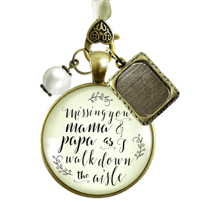 Missing You Mama and Papa As I Walk Down The Aisle BRONZE - CREAM - WHITE BEAD