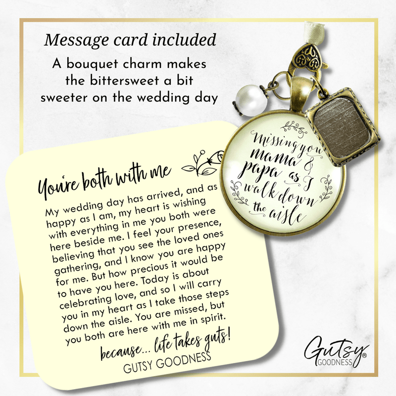 Missing You Mama and Papa As I Walk Down The Aisle BRONZE - CREAM - WHITE BEAD