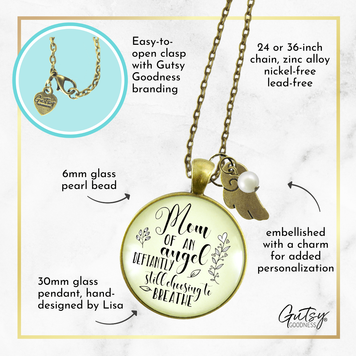 Baby Memorial Necklace Mom Of Angel To Breathe Miscarry Loss Sympathy Jewelry Gift - Gutsy Goodness Handmade Jewelry;Baby Memorial Necklace Mom Of Angel To Breathe Miscarry Loss Sympathy Jewelry Gift - Gutsy Goodness Handmade Jewelry Gifts