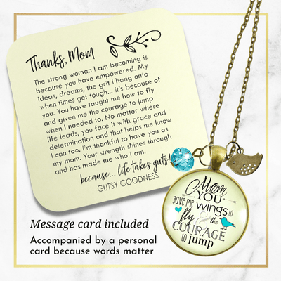 Gutsy Goodness Thanks Mom Necklace You Gave Me Wings Courage Jewelry from Daughter - Gutsy Goodness;Thanks Mom Necklace You Gave Me Wings Courage Jewelry From Daughter - Gutsy Goodness Handmade Jewelry Gifts