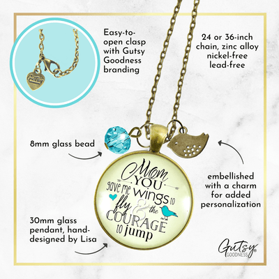 Gutsy Goodness Thanks Mom Necklace You Gave Me Wings Courage Jewelry from Daughter - Gutsy Goodness;Thanks Mom Necklace You Gave Me Wings Courage Jewelry From Daughter - Gutsy Goodness Handmade Jewelry Gifts