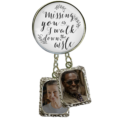 Wedding Memorial Boutonniere Pin Photo Frame Missing You Today Silver White 2 Frames - Gutsy Goodness