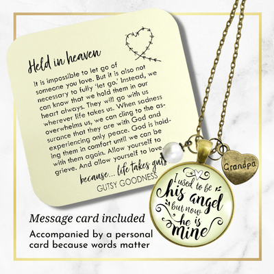 Gutsy Goodness Grandpa Memorial Necklace I Used to Be His Angel Now He's Mine Remembrance Gift - Gutsy Goodness;Grandpa Memorial Necklace I Used To Be His Angel Now He's Mine Remembrance Gift - Gutsy Goodness Handmade Jewelry Gifts