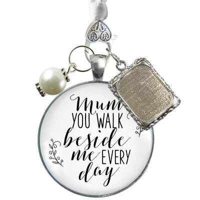 Bridal Bouquet Photo Charm Mum You Walk Wedding Mother Memorial Photo Jewelry - Gutsy Goodness