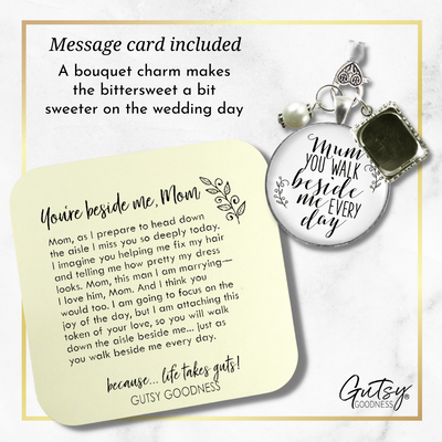 Bridal Bouquet Photo Charm Mum You Walk Wedding Mother Memorial Photo Jewelry - Gutsy Goodness
