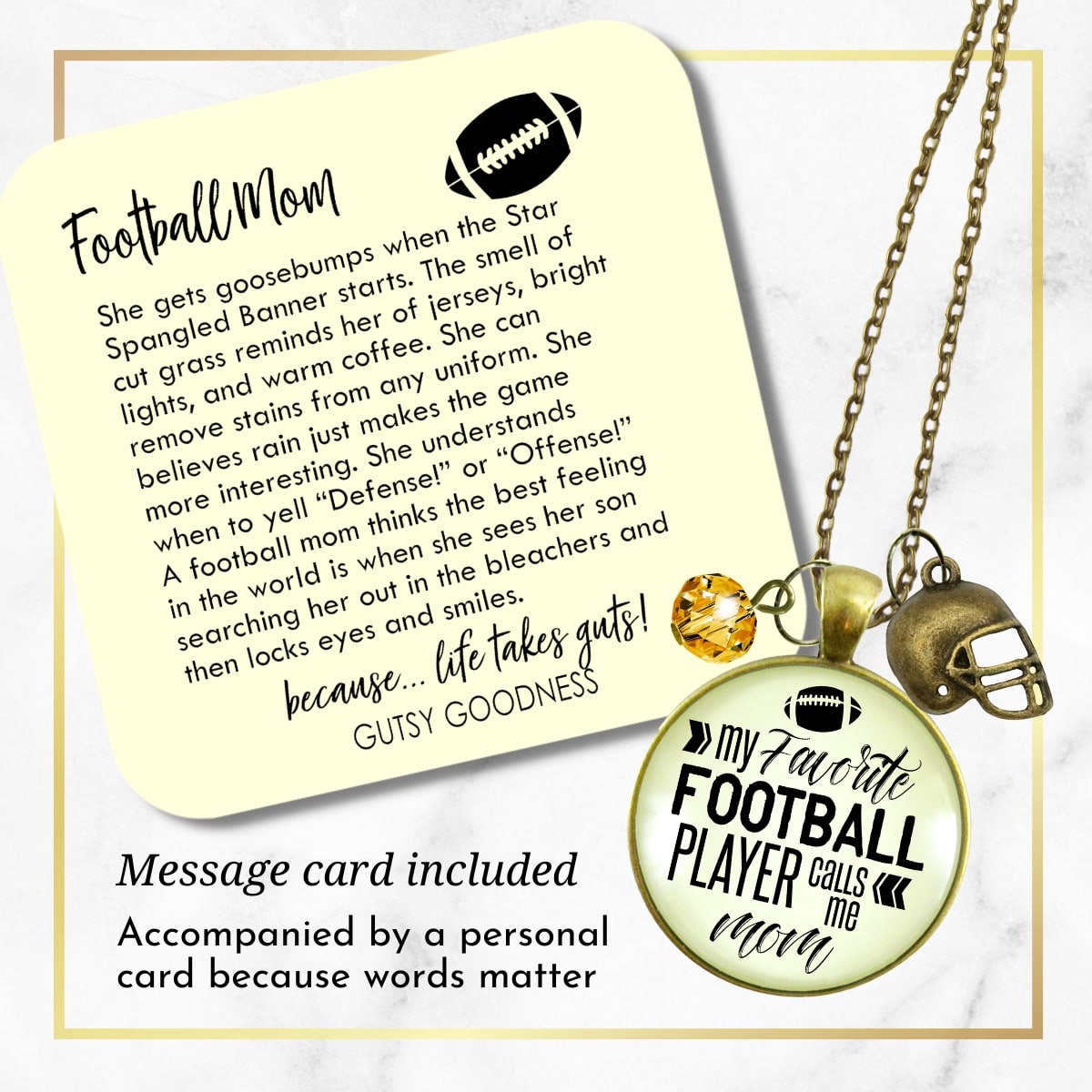 Football Mom Necklace Favorite Football Player Sports Mother Jewelry Brown Bead  Necklace - Gutsy Goodness Handmade Jewelry