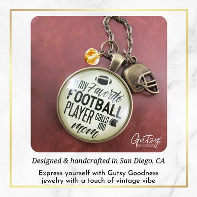 Football Mom Necklace Favorite Football Player Sports Mother Jewelry Brown Bead  Necklace - Gutsy Goodness Handmade Jewelry
