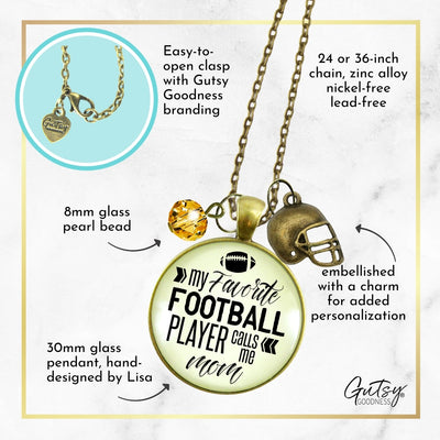 Football Mom Necklace Favorite Football Player Sports Mother Jewelry Brown Bead  Necklace - Gutsy Goodness Handmade Jewelry