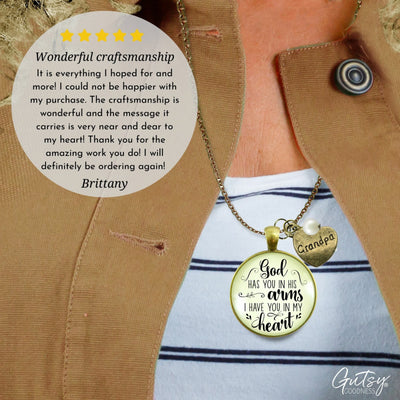 Gutsy Goodness Grandfather Memorial Necklace God Has You In His Arms Grandpa Heart Charm - Gutsy Goodness;Grandfather Memorial Necklace God Has You In His Arms Grandpa Heart Charm - Gutsy Goodness Handmade Jewelry Gifts