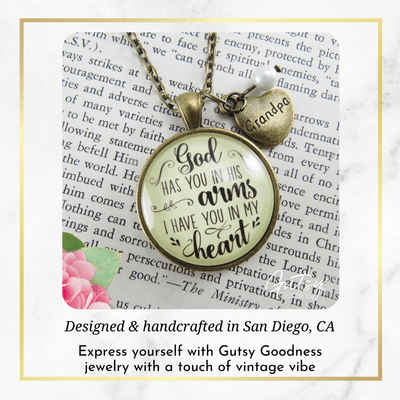 Gutsy Goodness Grandfather Memorial Necklace God Has You In His Arms Grandpa Heart Charm - Gutsy Goodness;Grandfather Memorial Necklace God Has You In His Arms Grandpa Heart Charm - Gutsy Goodness Handmade Jewelry Gifts