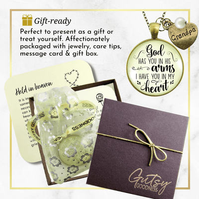 Gutsy Goodness Grandfather Memorial Necklace God Has You In His Arms Grandpa Heart Charm - Gutsy Goodness;Grandfather Memorial Necklace God Has You In His Arms Grandpa Heart Charm - Gutsy Goodness Handmade Jewelry Gifts