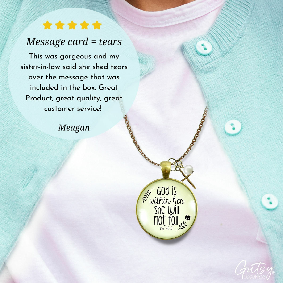 Gutsy Goodness God is Within Her Necklace Meaningful Psalm Quote Jewelry Faith Charm - Gutsy Goodness Handmade Jewelry;God Is Within Her Necklace Meaningful Psalm Quote Jewelry Faith Charm - Gutsy Goodness Handmade Jewelry Gifts