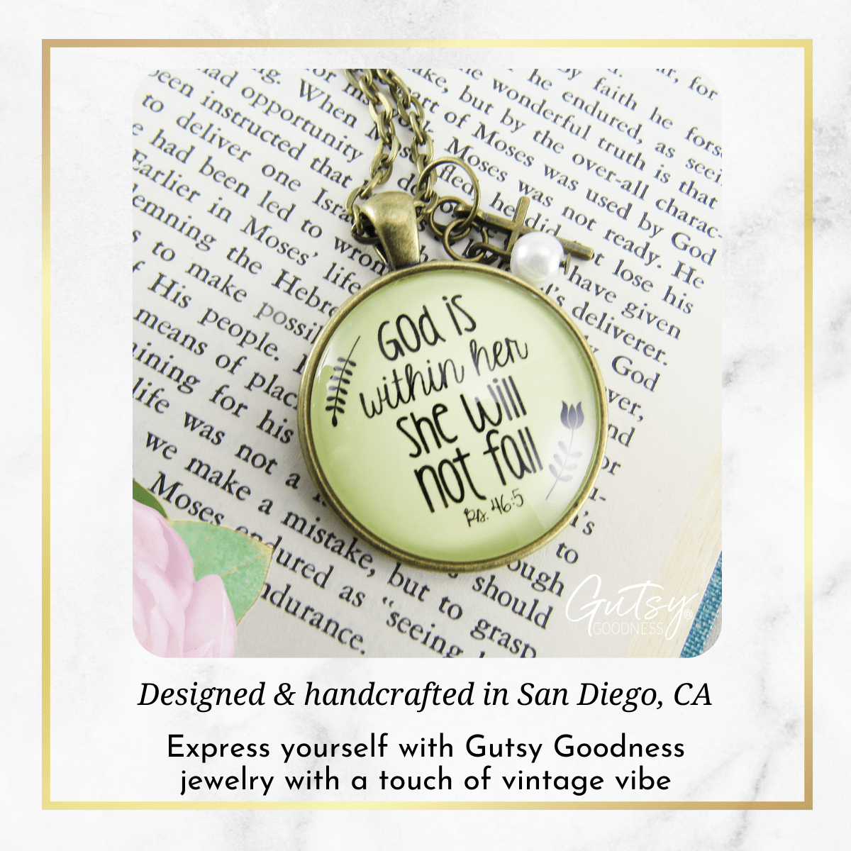Gutsy Goodness God is Within Her Necklace Meaningful Psalm Quote Jewelry Faith Charm - Gutsy Goodness Handmade Jewelry;God Is Within Her Necklace Meaningful Psalm Quote Jewelry Faith Charm - Gutsy Goodness Handmade Jewelry Gifts