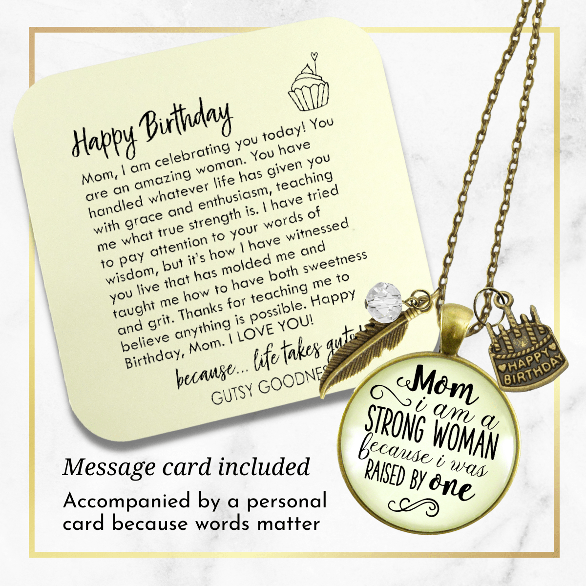 Mom Birthday Gift Necklace I am a Strong Woman from Daughter