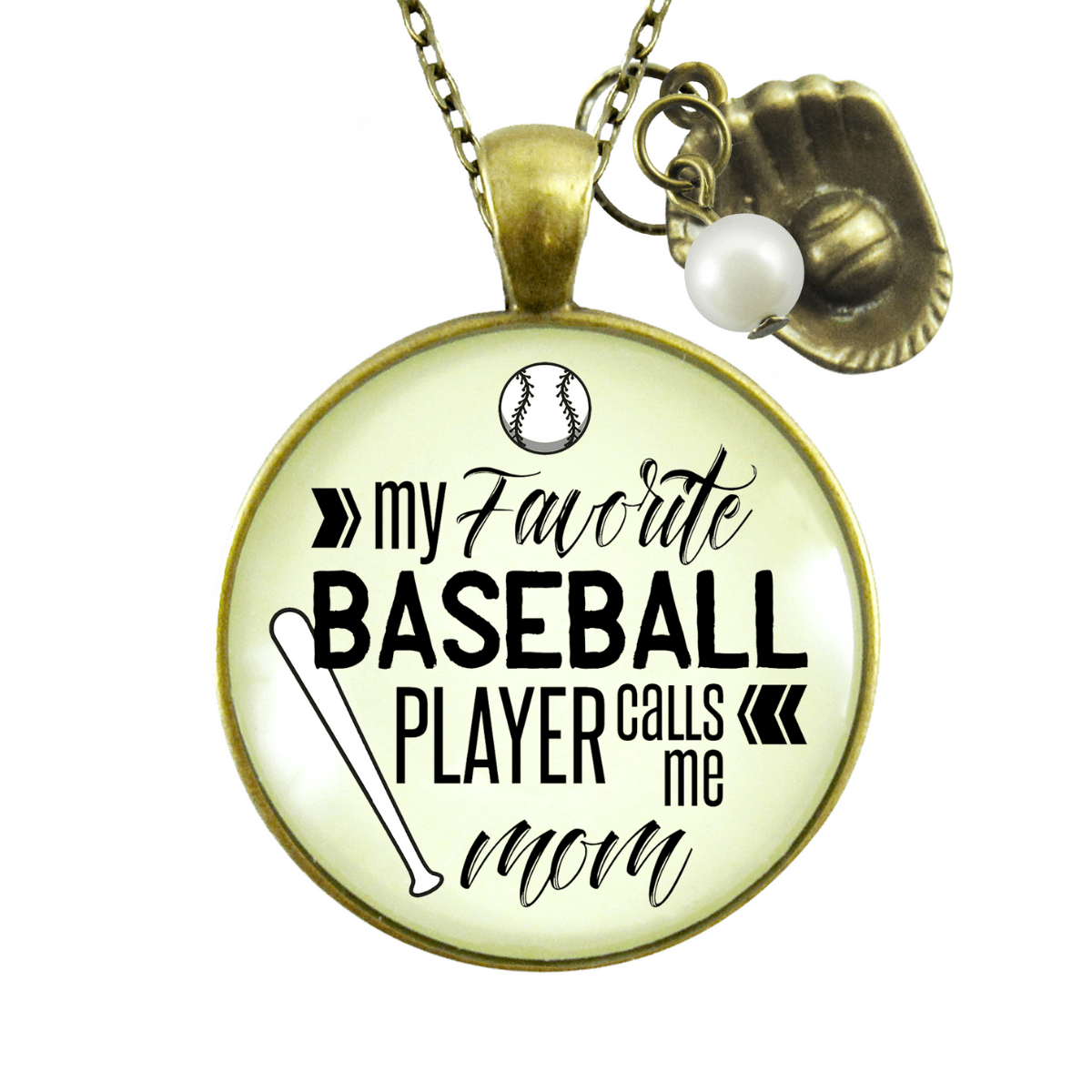 Baseball Mom Necklace My Favorite Player Calls Me Mom Sports Jewelry - Gutsy Goodness