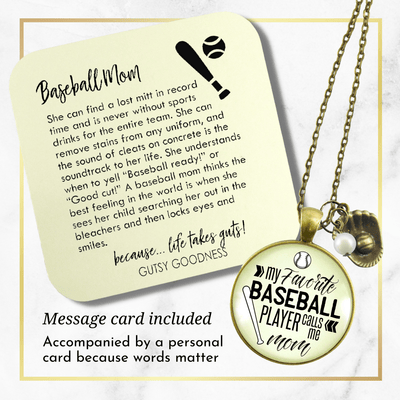 Baseball Mom Necklace My Favorite Player Calls Me Mom Sports Jewelry - Gutsy Goodness