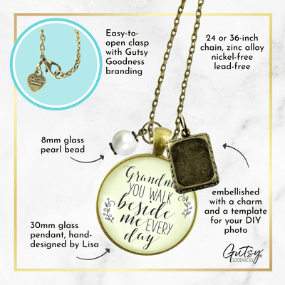 Gutsy Goodness Grandma Memorial Necklace You Walk Beside Me Every day Jewelry - Gutsy Goodness Handmade Jewelry;Grandma Memorial Necklace You Walk Beside Me Every Day Jewelry - Gutsy Goodness Handmade Jewelry Gifts