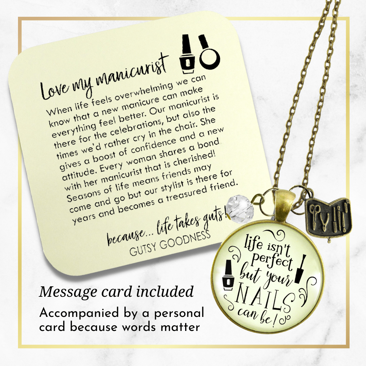Gutsy Goodness Manicurist Gift Necklace Life Isn't Perfect Nails Beautician Jewelry Gift - Gutsy Goodness Handmade Jewelry;Manicurist Gift Necklace Life Isn't Perfect Nails Beautician Jewelry Gift - Gutsy Goodness Handmade Jewelry Gifts