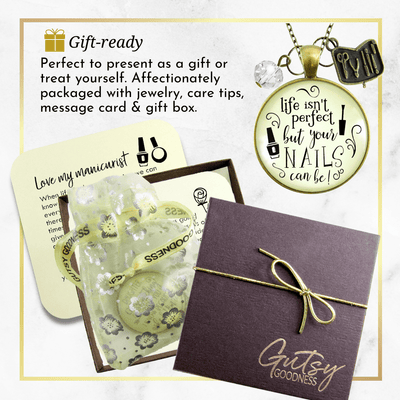 Gutsy Goodness Manicurist Gift Necklace Life Isn't Perfect Nails Beautician Jewelry Gift - Gutsy Goodness Handmade Jewelry;Manicurist Gift Necklace Life Isn't Perfect Nails Beautician Jewelry Gift - Gutsy Goodness Handmade Jewelry Gifts