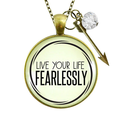 Fearless Necklace Live Your Life Hipster Boho Style Arrow Charm