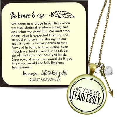 Fearless Necklace Live Your Life Hipster Boho Style Arrow Charm