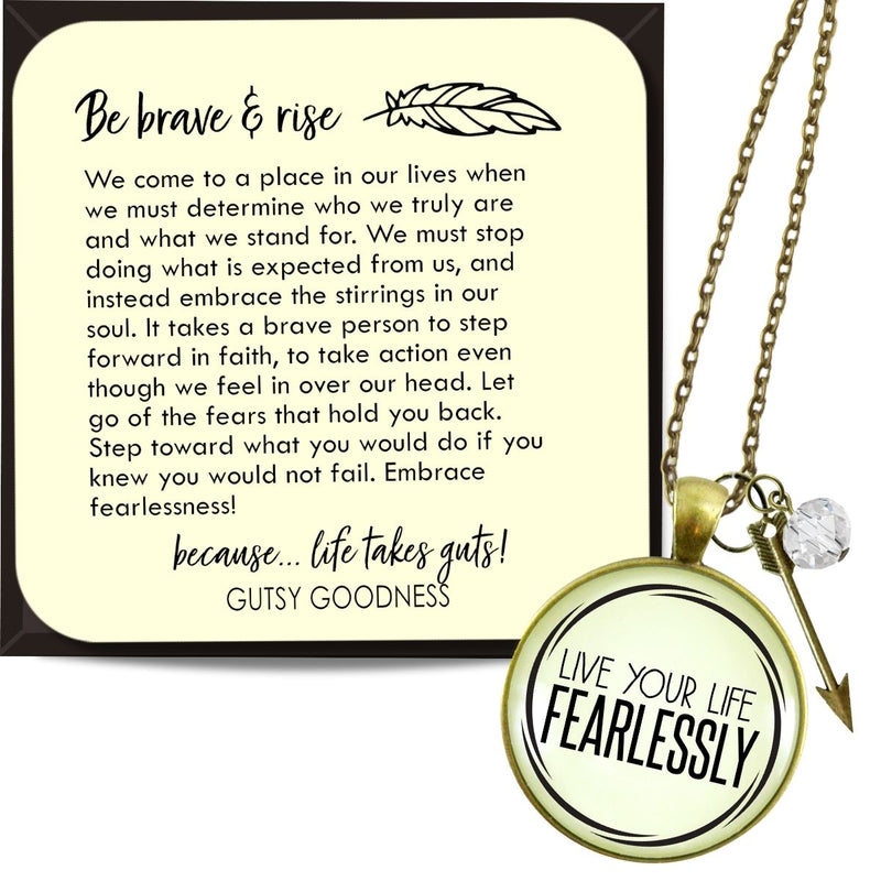 Fearless Necklace Live Your Life Hipster Boho Style Arrow Charm
