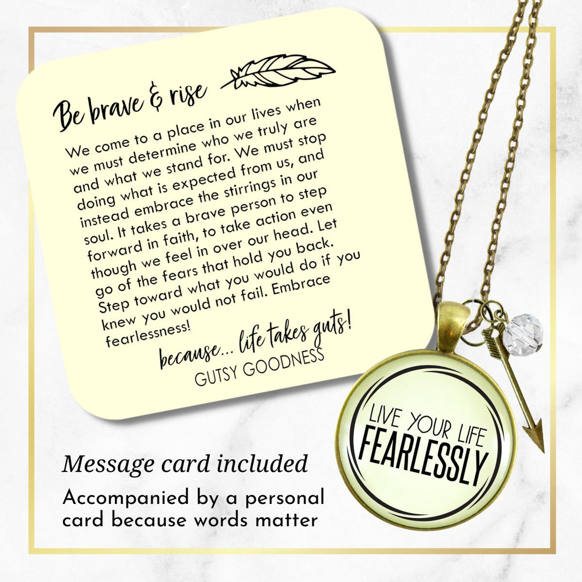 Fearless Necklace Live Your Life Hipster Boho Style Arrow Charm