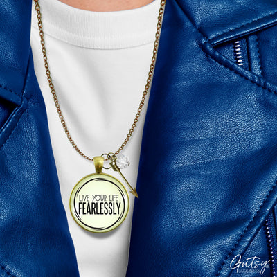 Fearless Necklace Live Your Life Hipster Boho Style Arrow Charm