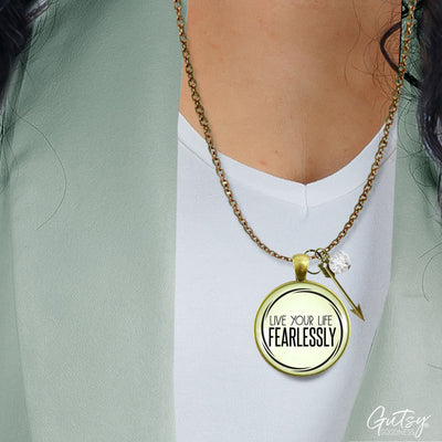 Fearless Necklace Live Your Life Hipster Boho Style Arrow Charm