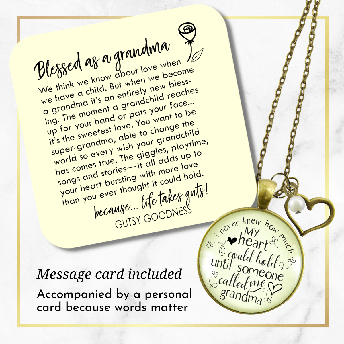 Gutsy Goodness New Grandma Necklace Never Knew Heart Hold Grandmother Jewelry Gift - Gutsy Goodness Handmade Jewelry;New Grandma Necklace Never Knew Heart Hold Grandmother Jewelry Gift - Gutsy Goodness Handmade Jewelry Gifts
