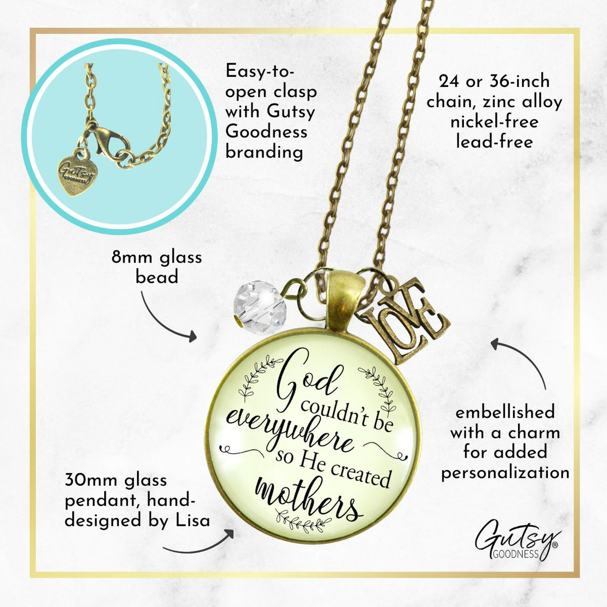 Blessed Mom Necklace God Couldn't Be Everywhere Christian Jewelry