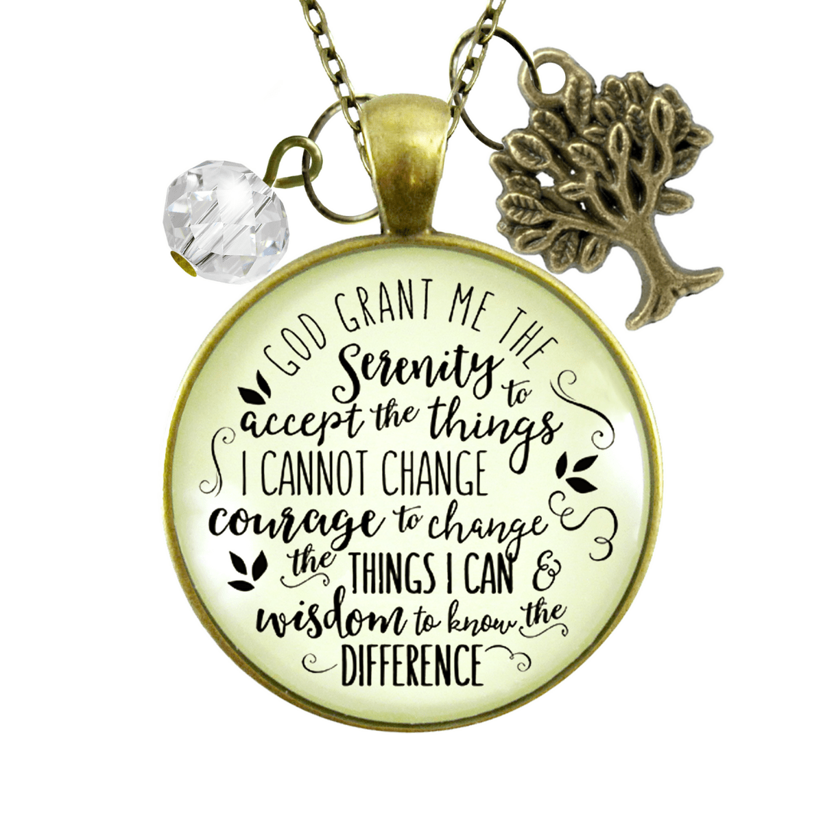 Gutsy Goodness Serenity Prayer God Grant Me Strength Necklace Jewelry Tree Charm - Gutsy Goodness;God Grant Me The Serenity Tree - Gutsy Goodness Handmade Jewelry Gifts