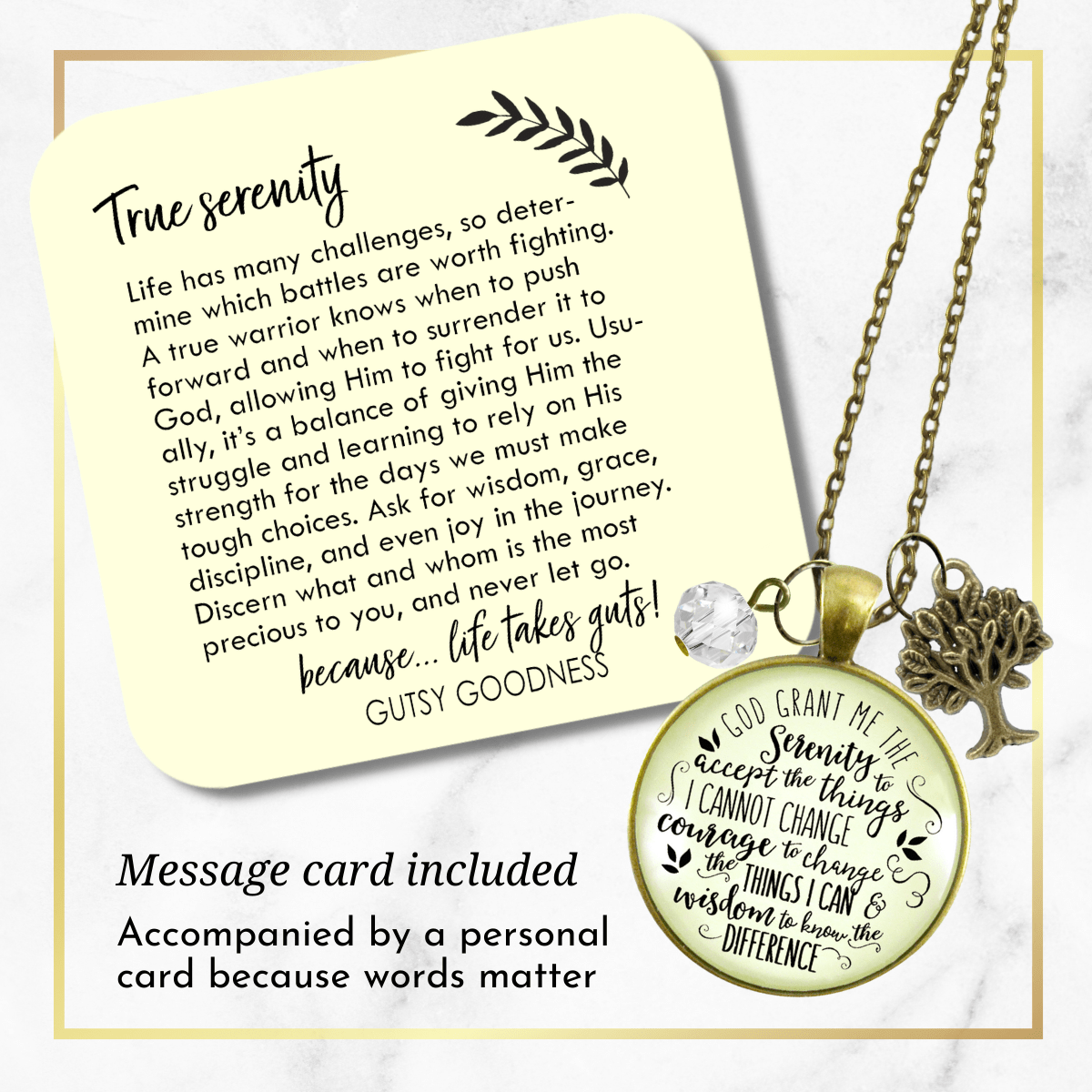 Gutsy Goodness Serenity Prayer God Grant Me Strength Necklace Jewelry Tree Charm - Gutsy Goodness;God Grant Me The Serenity Tree - Gutsy Goodness Handmade Jewelry Gifts
