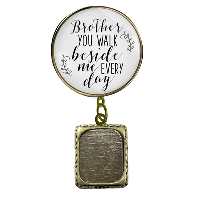 Wedding Memorial Boutonniere Pin Photo Frame Honor Brother Vintage White For Men - Gutsy Goodness