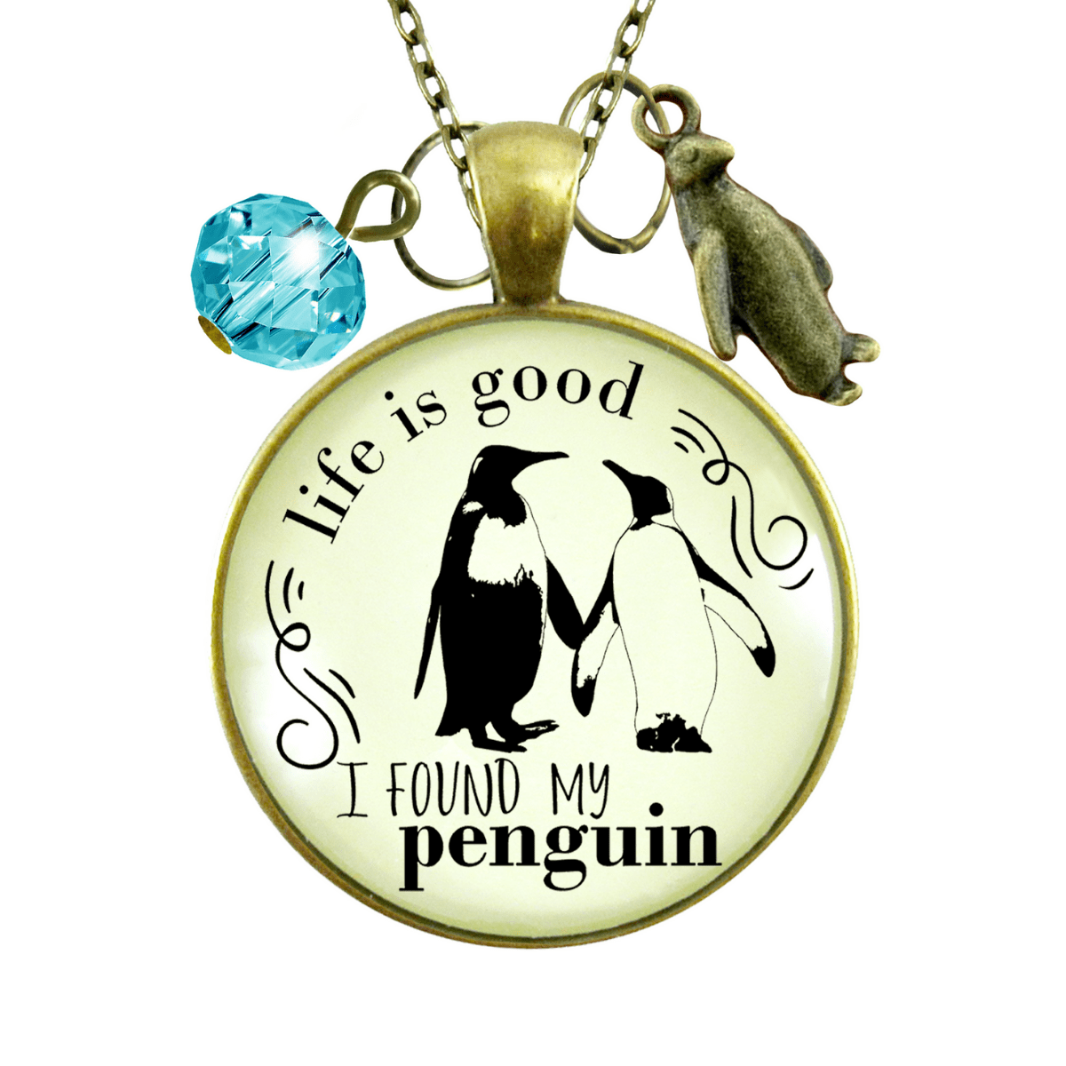 Gutsy Goodness Penguin Necklace Life is Good I Found My Penguin Girlfriend Romantic Gift - Gutsy Goodness;Penguin Necklace Life Is Good I Found My Penguin Girlfriend Romantic Gift - Gutsy Goodness Handmade Jewelry Gifts