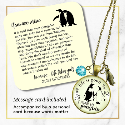 Gutsy Goodness Penguin Necklace Life is Good I Found My Penguin Girlfriend Romantic Gift - Gutsy Goodness;Penguin Necklace Life Is Good I Found My Penguin Girlfriend Romantic Gift - Gutsy Goodness Handmade Jewelry Gifts