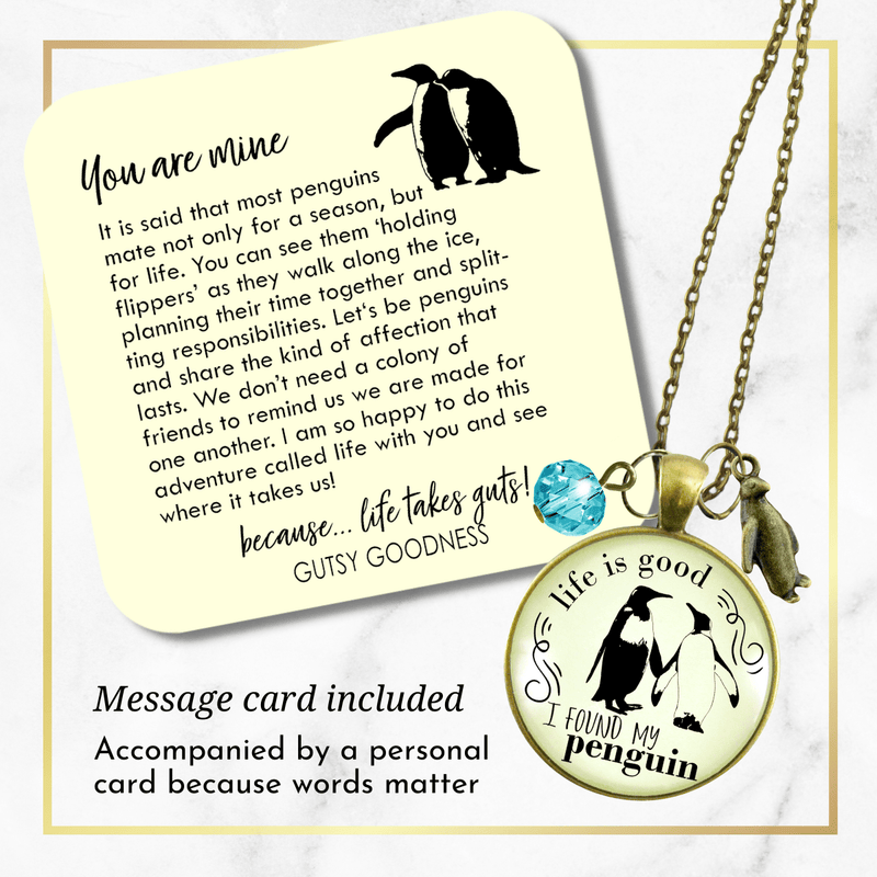 Gutsy Goodness Penguin Necklace Life is Good I Found My Penguin Girlfriend Romantic Gift - Gutsy Goodness;Penguin Necklace Life Is Good I Found My Penguin Girlfriend Romantic Gift - Gutsy Goodness Handmade Jewelry Gifts