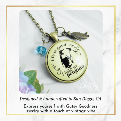 Gutsy Goodness Penguin Necklace Life is Good I Found My Penguin Girlfriend Romantic Gift - Gutsy Goodness;Penguin Necklace Life Is Good I Found My Penguin Girlfriend Romantic Gift - Gutsy Goodness Handmade Jewelry Gifts