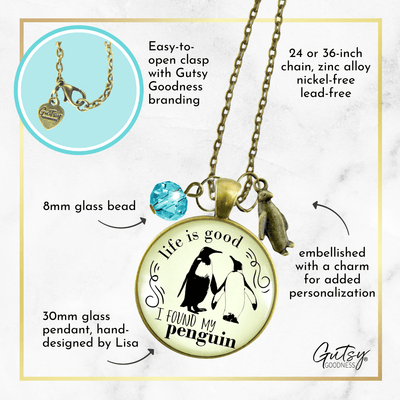 Gutsy Goodness Penguin Necklace Life is Good I Found My Penguin Girlfriend Romantic Gift - Gutsy Goodness;Penguin Necklace Life Is Good I Found My Penguin Girlfriend Romantic Gift - Gutsy Goodness Handmade Jewelry Gifts