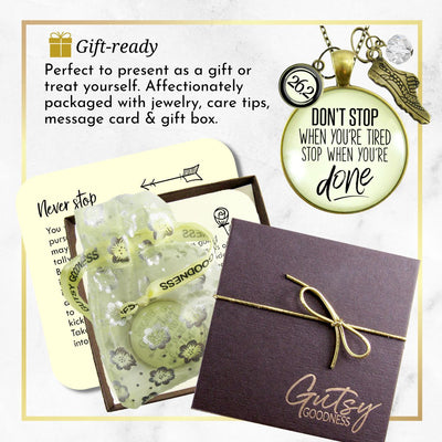 26.2 Marathon Necklace Don't Stop When You're Tired Motivational Run Sport Charm  Necklace - Gutsy Goodness Handmade Jewelry