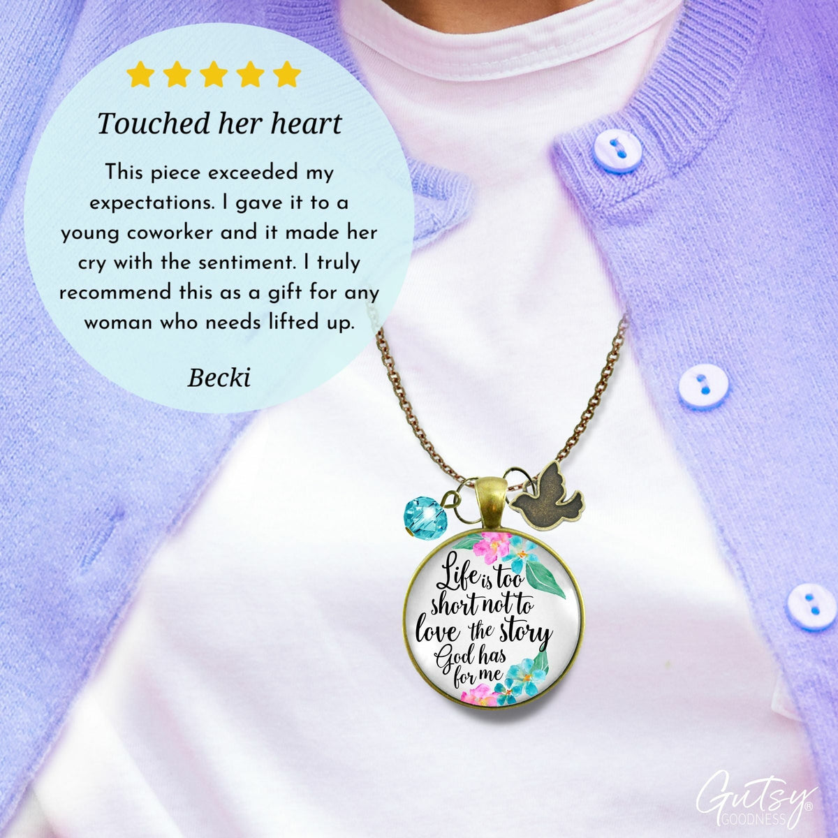 Gutsy Goodness Faith Necklace Life is Too Short Not To Love The Story God Has For Me - Gutsy Goodness;Faith Necklace Life Is Too Short Not To Love The Story God Has For Me - Gutsy Goodness Handmade Jewelry Gifts
