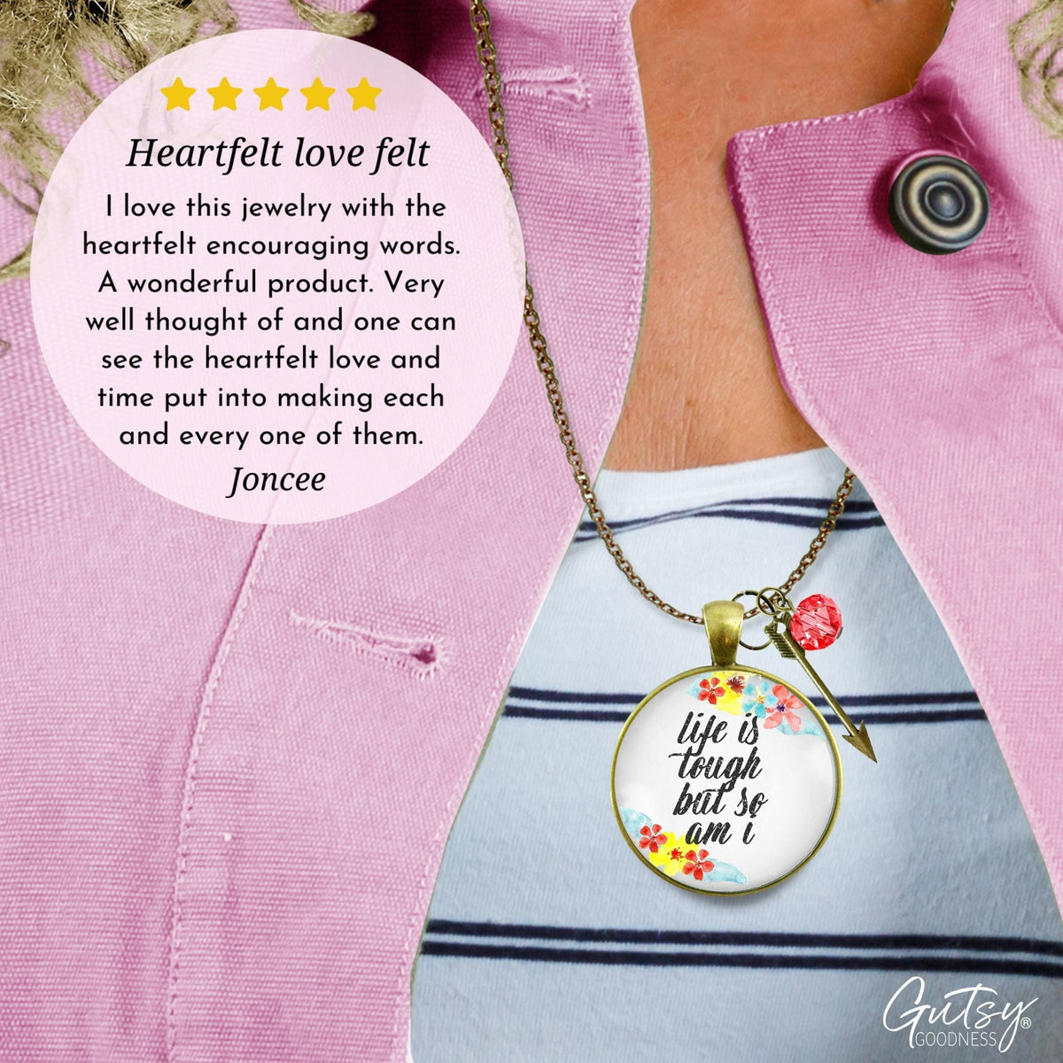 Gutsy Goodness Survivor Necklace Life is Tough But So Am I Women Strength Jewelry - Gutsy Goodness Handmade Jewelry;Survivor Necklace Life Is Tough But So Am I Women Strength Jewelry - Gutsy Goodness Handmade Jewelry Gifts