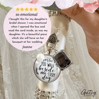 Bridal Bouquet Charm Brother Memorial Picture Frame Wedding Silver Finish Jewelry - Gutsy Goodness Handmade Jewelry Gifts