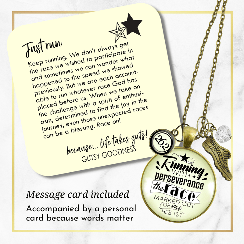 Running The Race With Perseverance 26.2 Marathon - Gutsy Goodness Handmade Jewelry Gifts